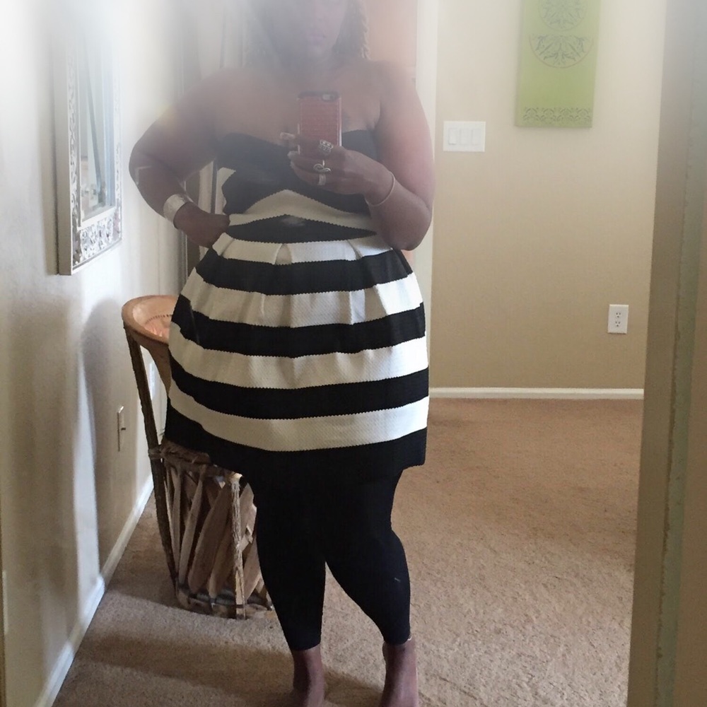 Black and white curtain dress